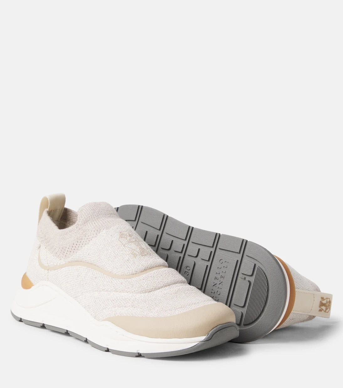 Brunello Cucinelli Kids - Logo knitted slip-on sneakers