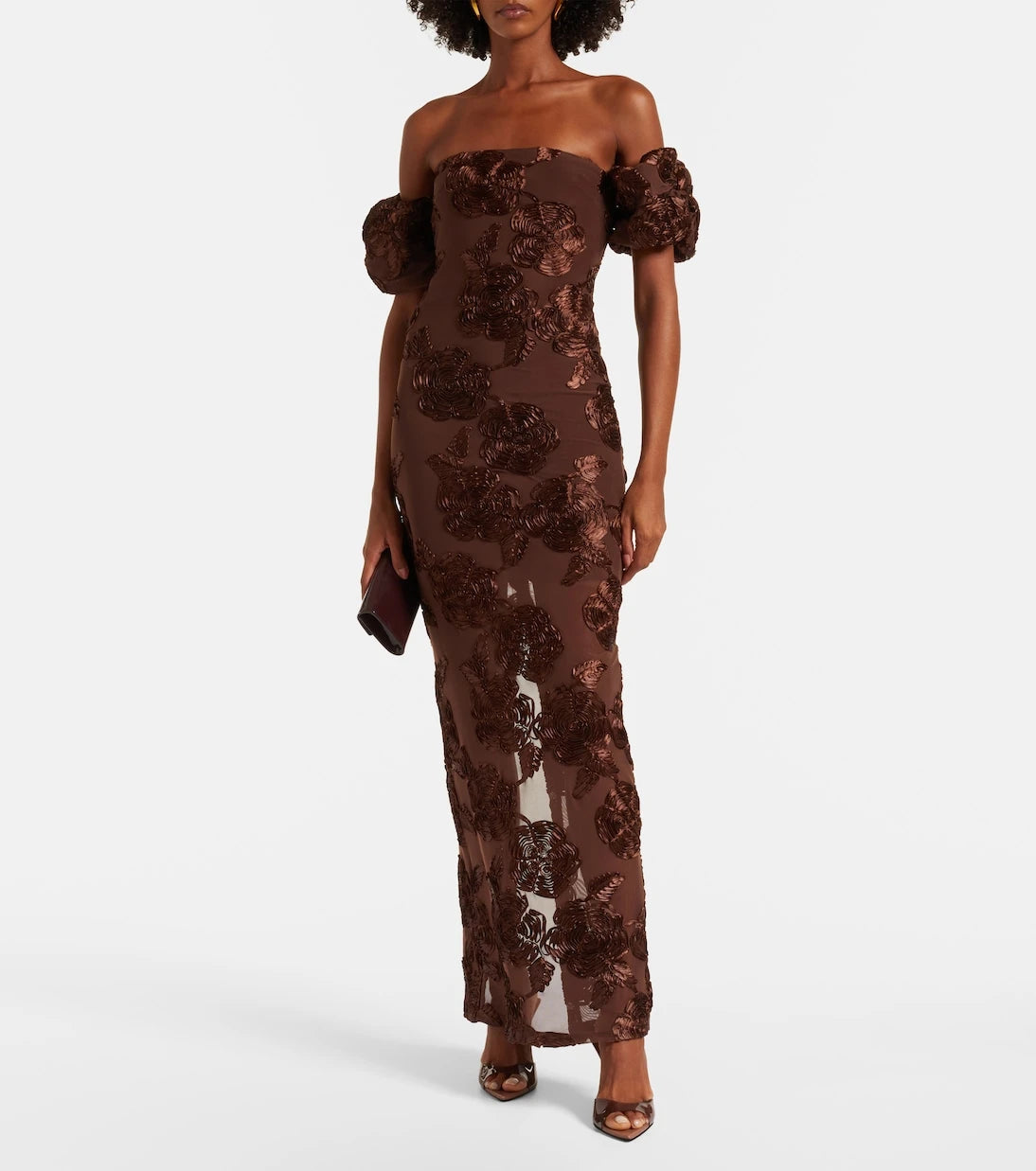 Rotate - Tasha embroidered off-shoulder maxi dress