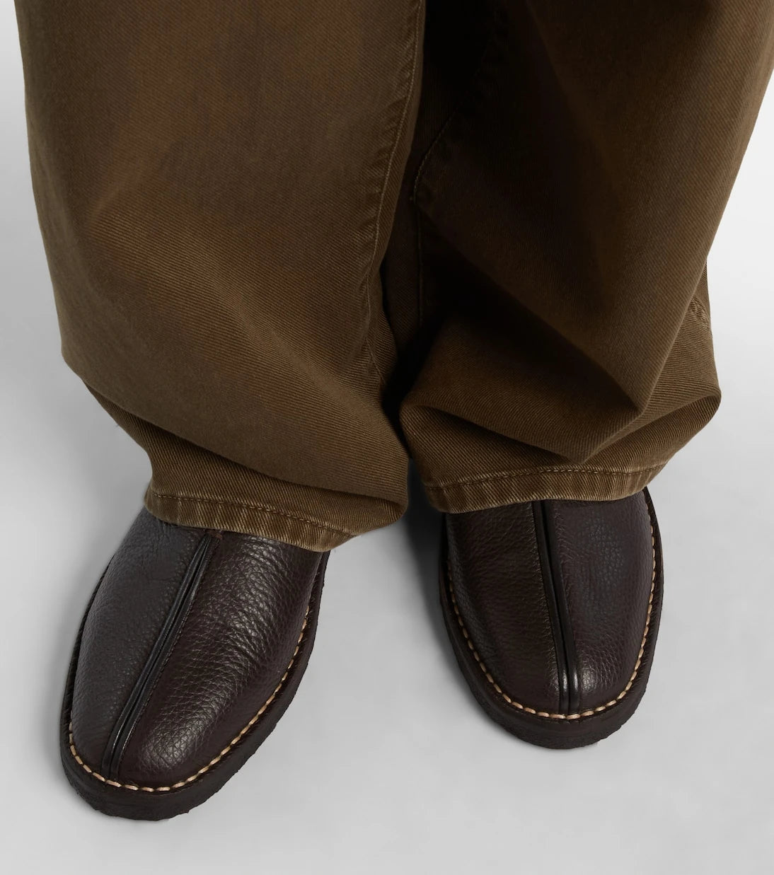 Lemaire - Piped leather slip-on shoes