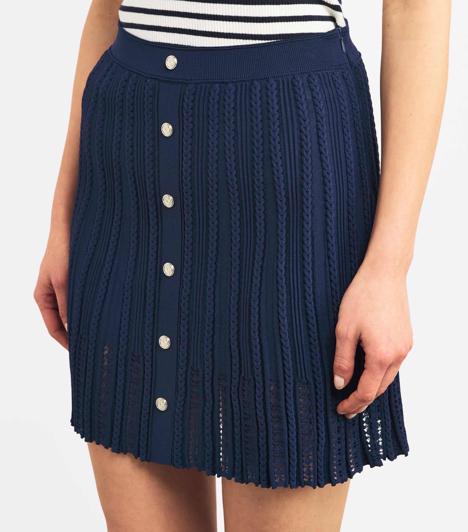 Blue Knitted Mini Skirt