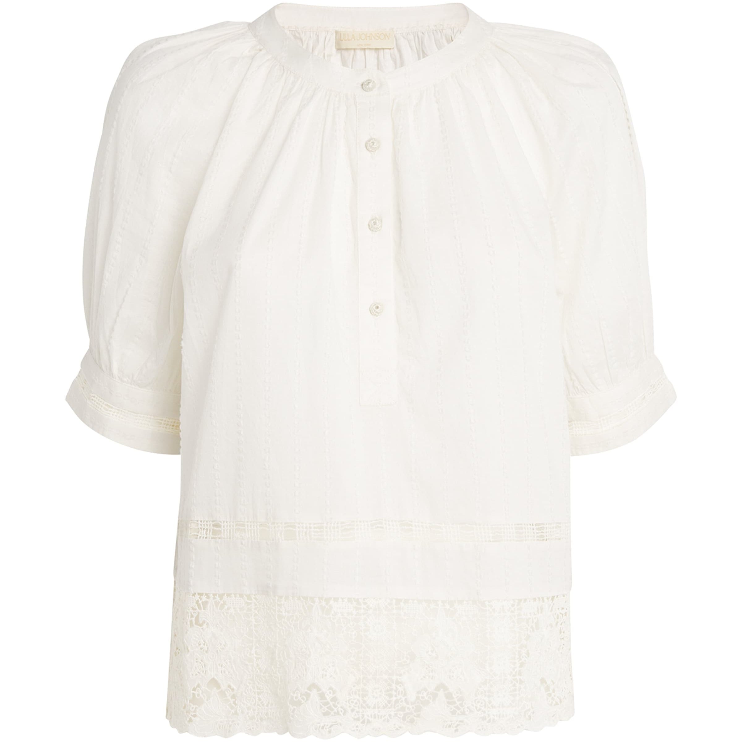 Cotton Lace-Trim Faye Blouse