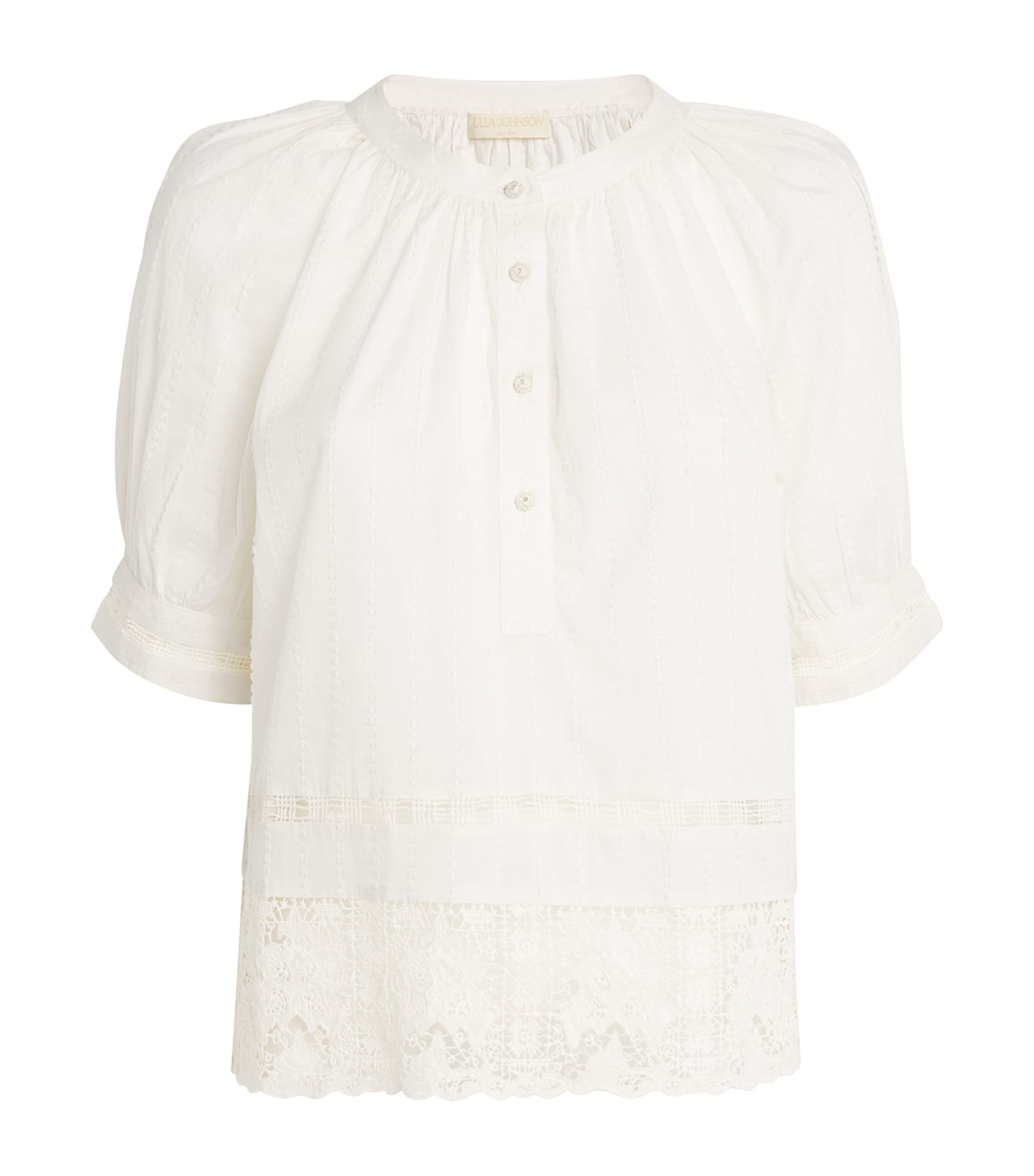 Cotton Lace-Trim Faye Blouse