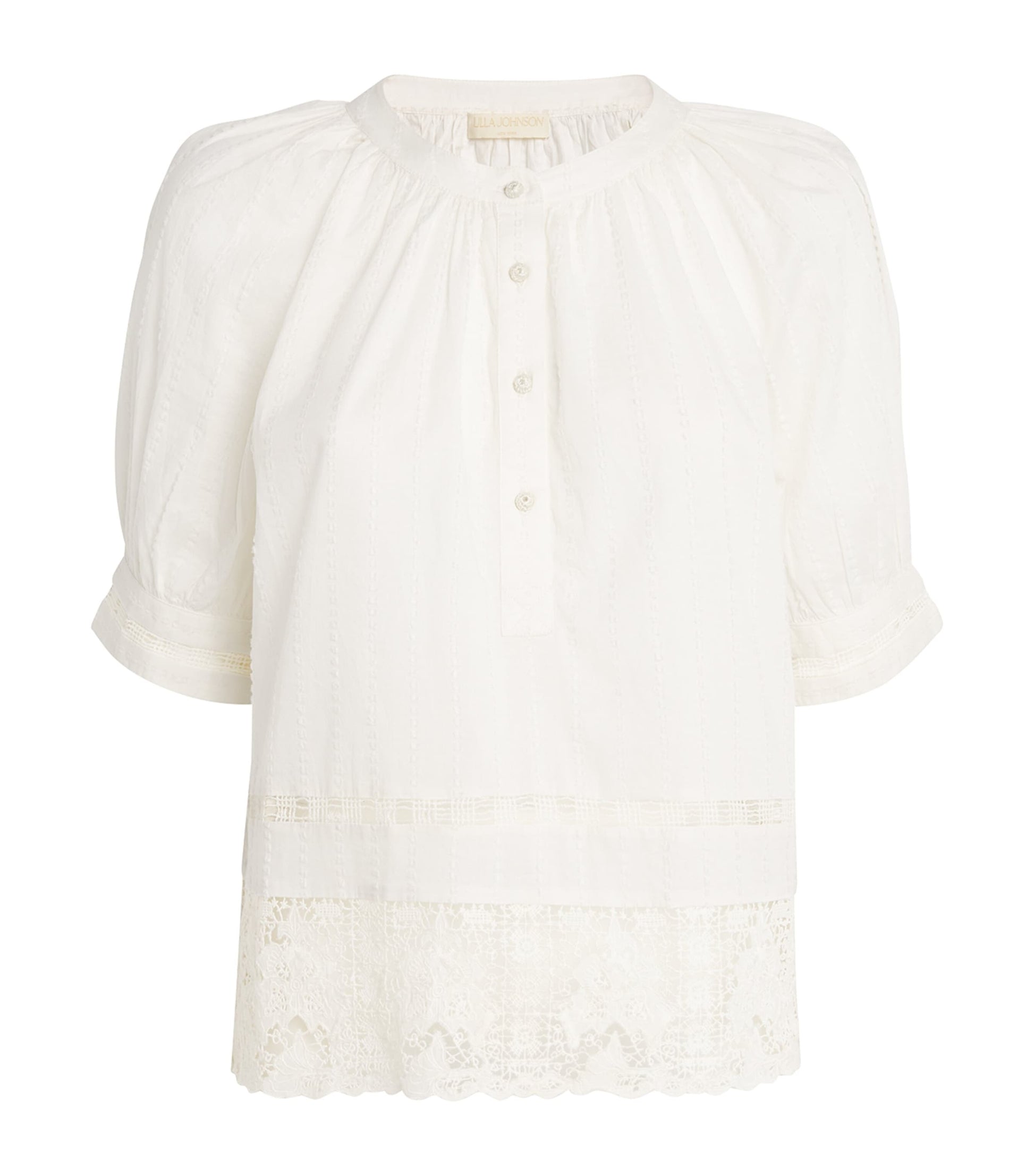 Cotton Lace-Trim Faye Blouse