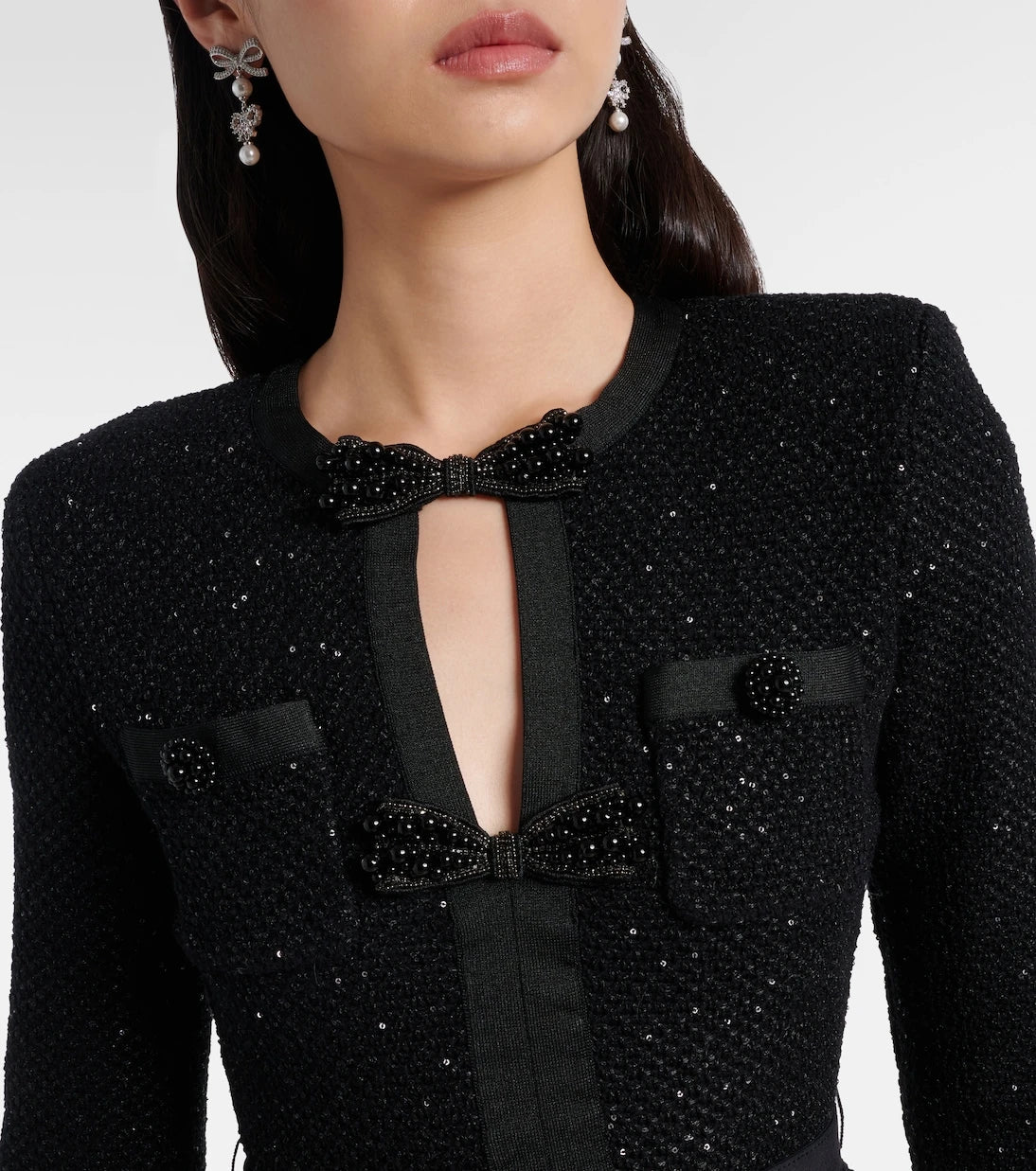 Self-Portrait - Sequined peplum midi dress