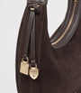 Aspinal Of London Brown Small Suede Hudson Crescent Shoulder Bag