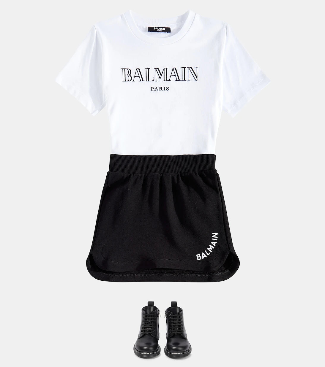 Balmain Kids - Logo cotton-blend jersey skirt