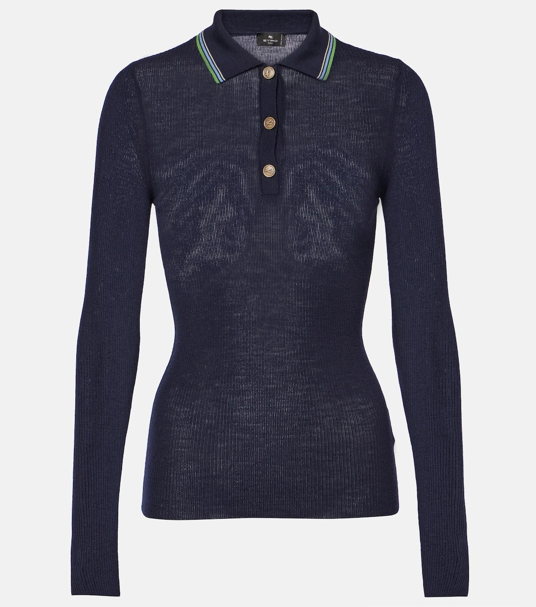 Etro - Printed wool and cotton polo sweater