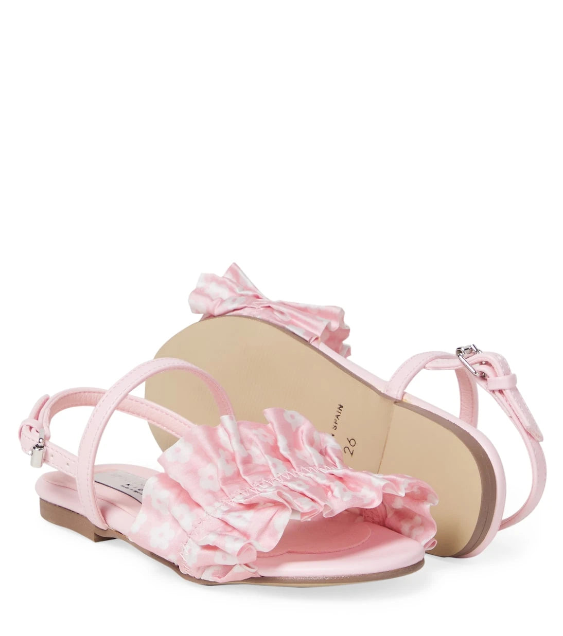 Stella McCartney Kids - Floral ruffled satin sandals