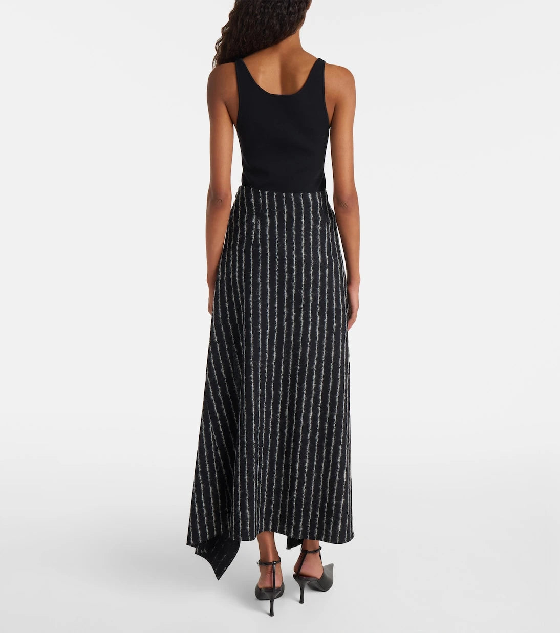 Mugler - Striped asymmetric maxi skirt