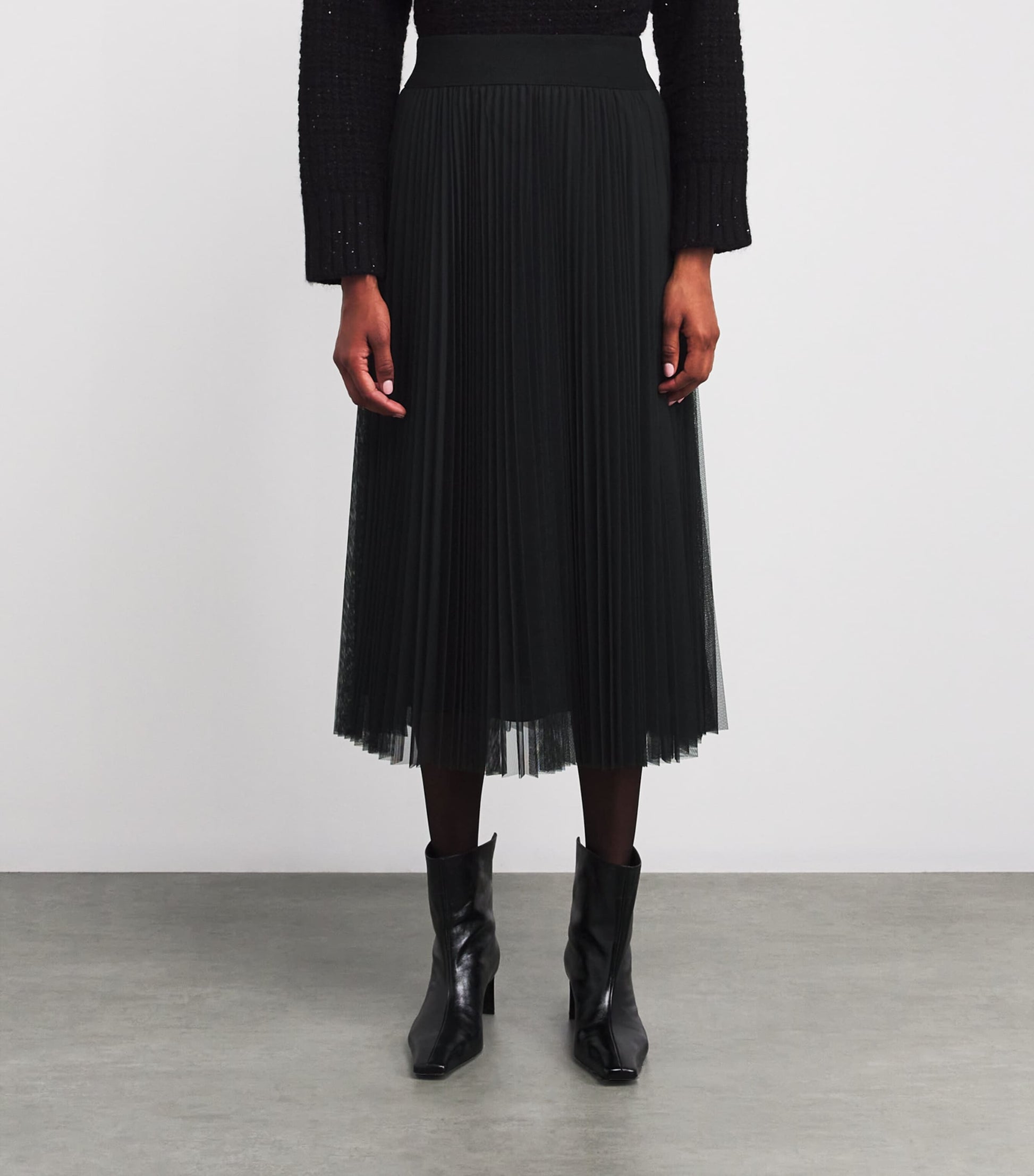 Fabiana Filippi Black Pleated Midi Skirt