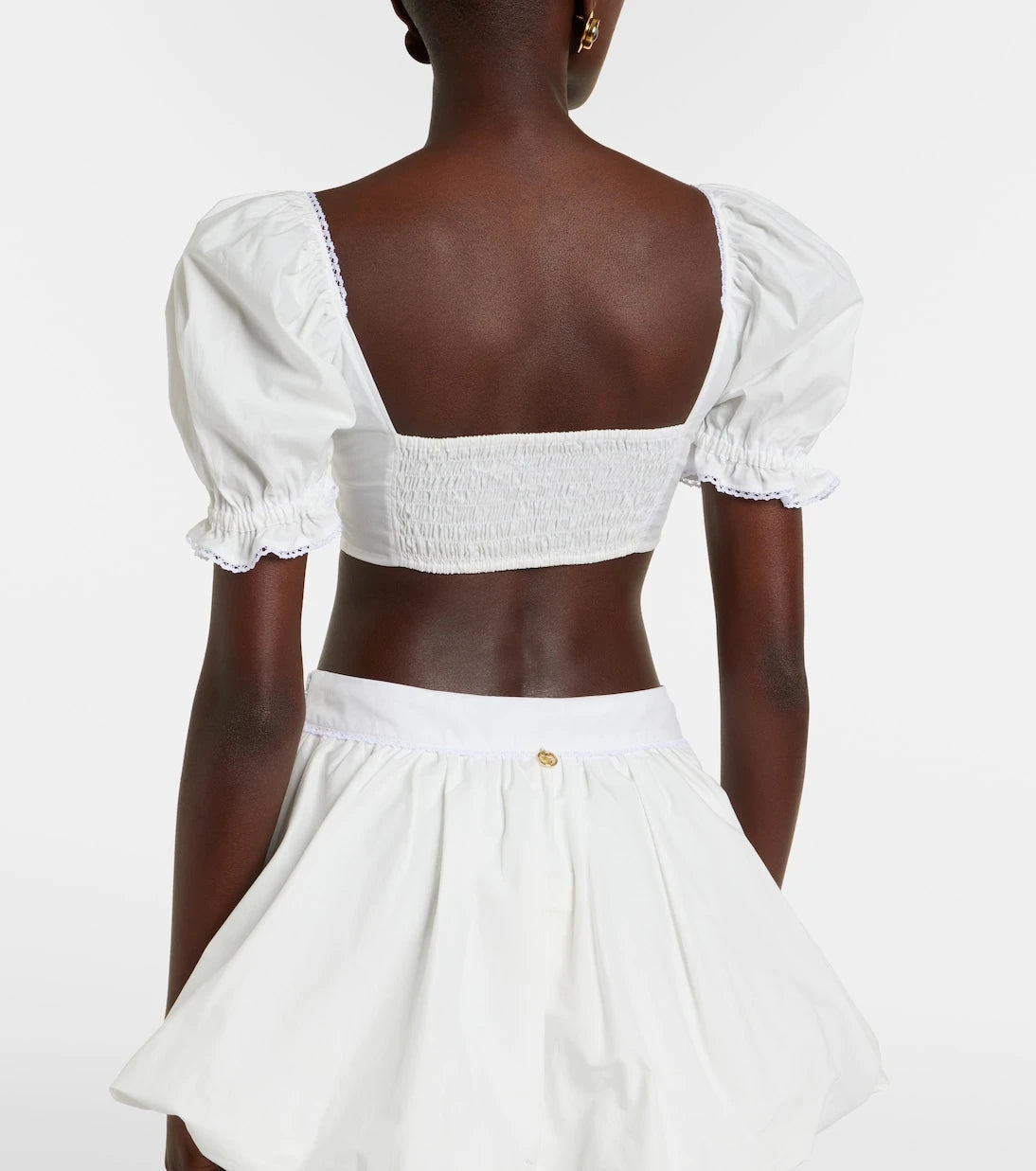 Bananhot - Ligia ruffled cotton poplin crop top