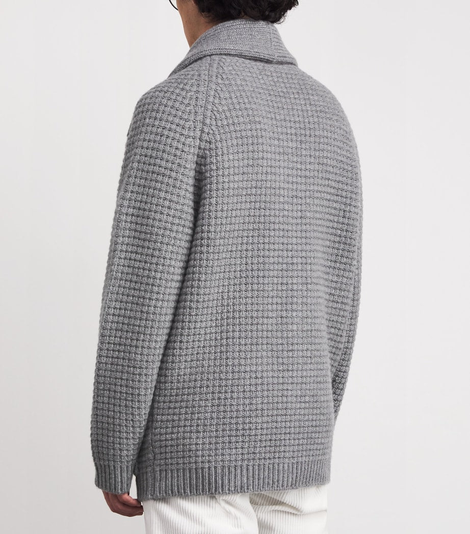Eleventy Grey Wool-Cashmere Shawl Cardigan