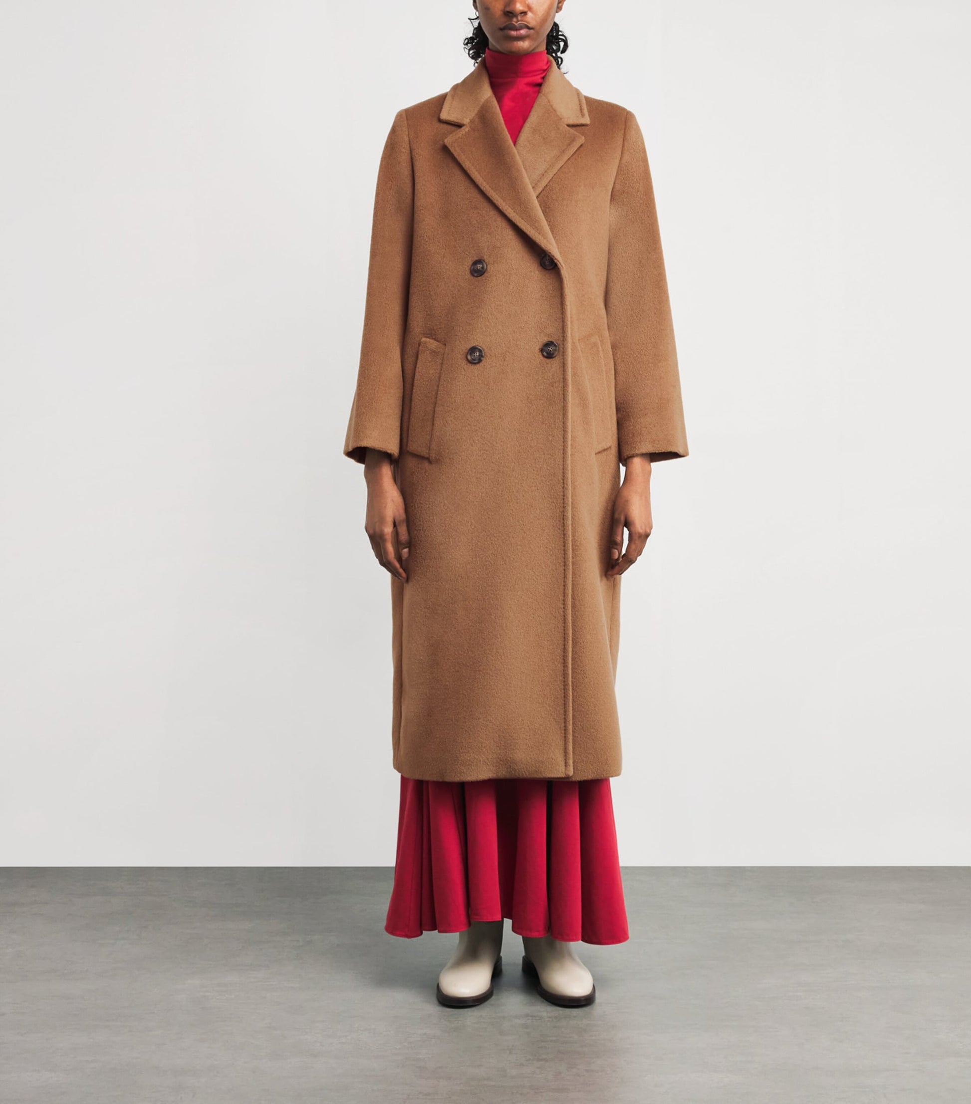 Weekend Max Mara Beige Wool-Alpaca-Blend Double-Breasted Overcoat