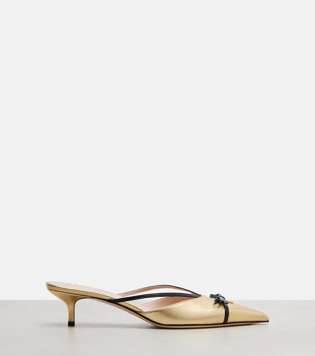 Valentino Garavani - Bepointy VLogo 45 metallic leather mules