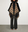 Black Wool Reversible Check Cape