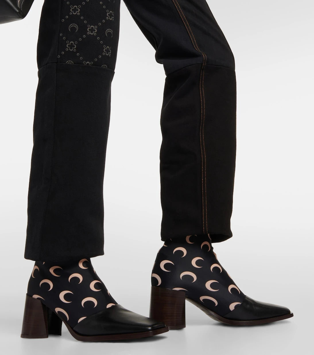 Marine Serre - Printed leather-trimmed sock boots