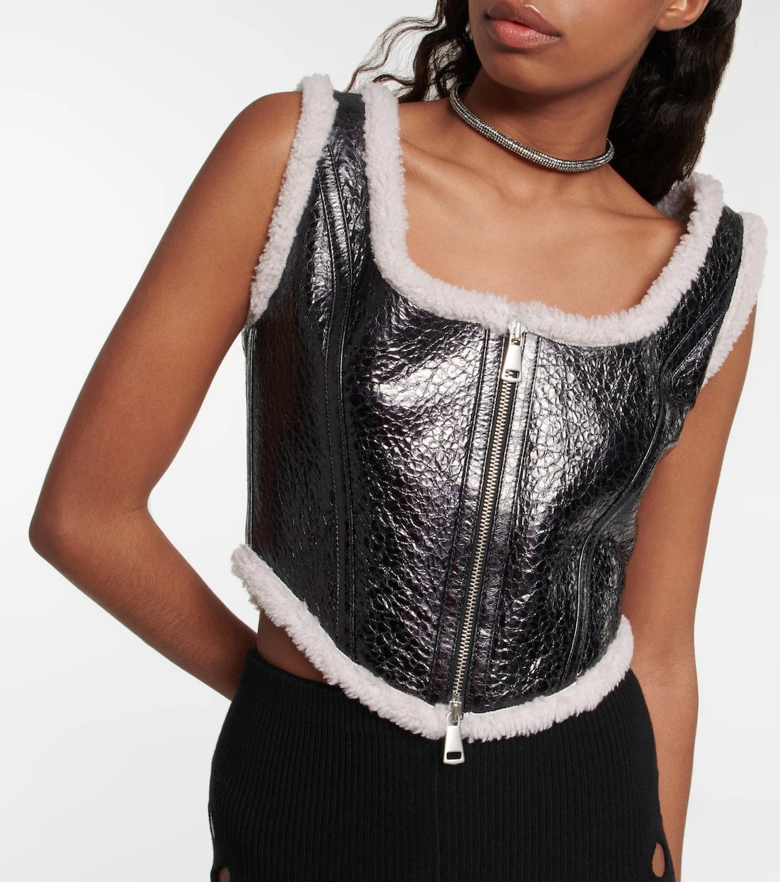 Jean Paul Gaultier - Laminated leather and shearling corset