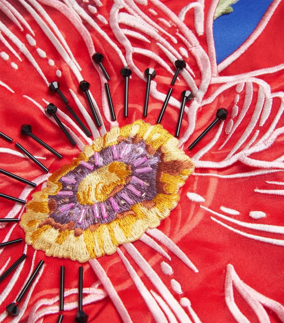 LEO LIN Blue Flower-Appliqué Rosario Mini Dress