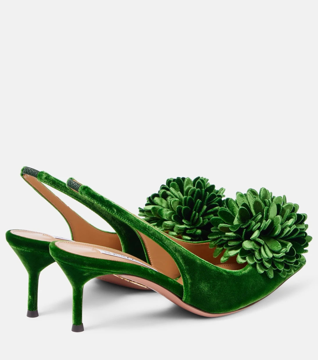 Aquazzura - حذاء كوتورييه سلينج 65 المخملي بكعب عالٍ وشريط خلفي