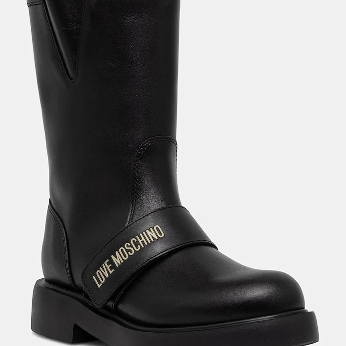 Love Moschino kadın deri düz taban bot