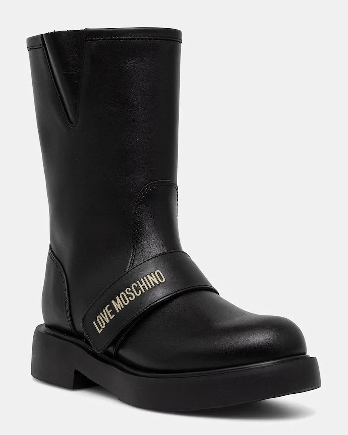 Love Moschino kadın deri düz taban bot