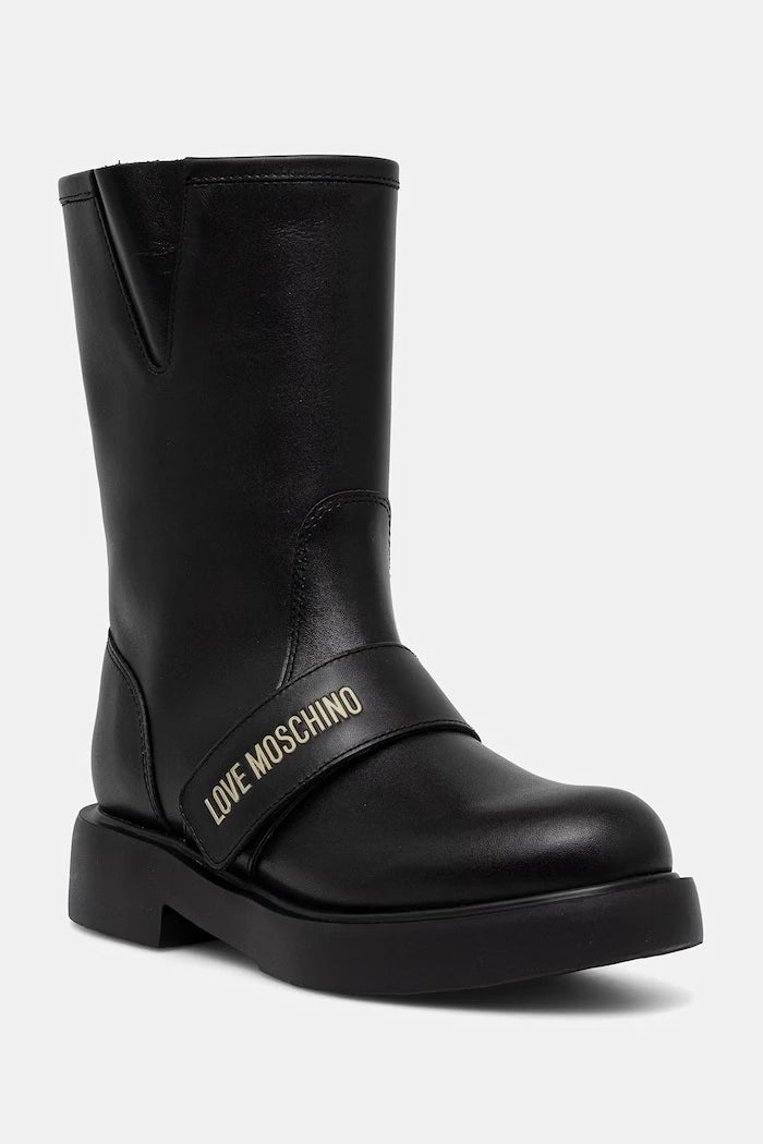 Love Moschino kadın deri düz taban bot
