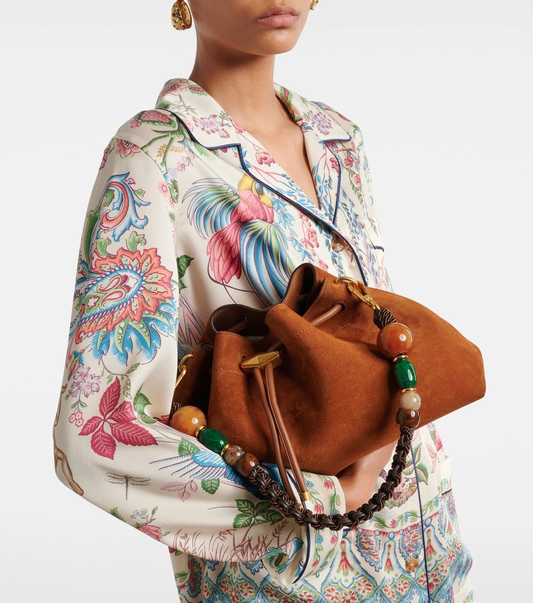 Jimmy Choo - Bon Bon Medium beaded suede bucket bag