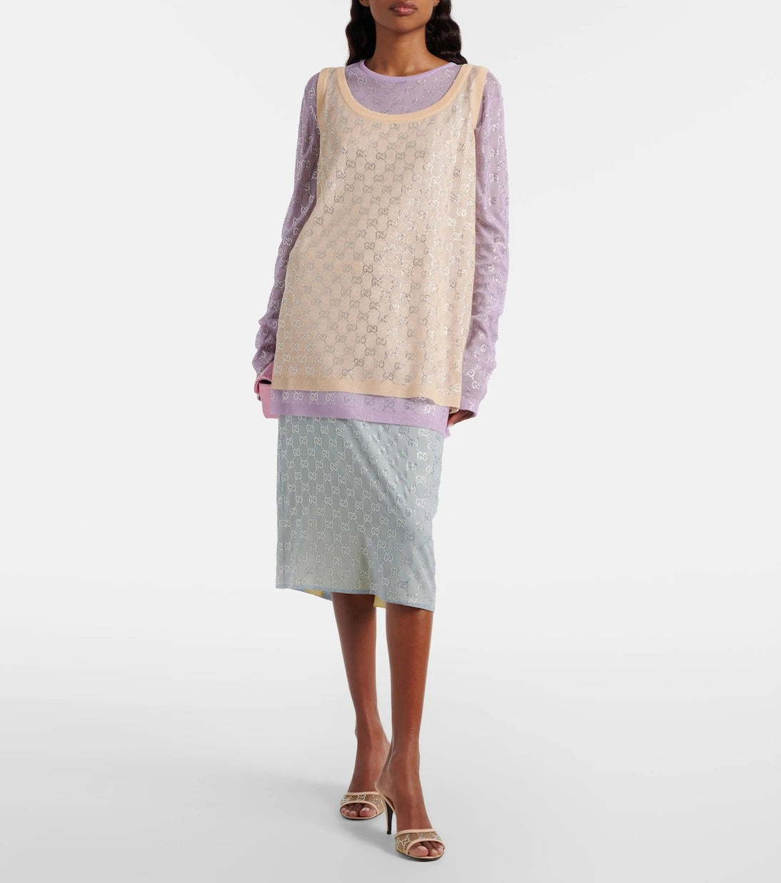 Gucci - GG embellished silk-blend midi skirt