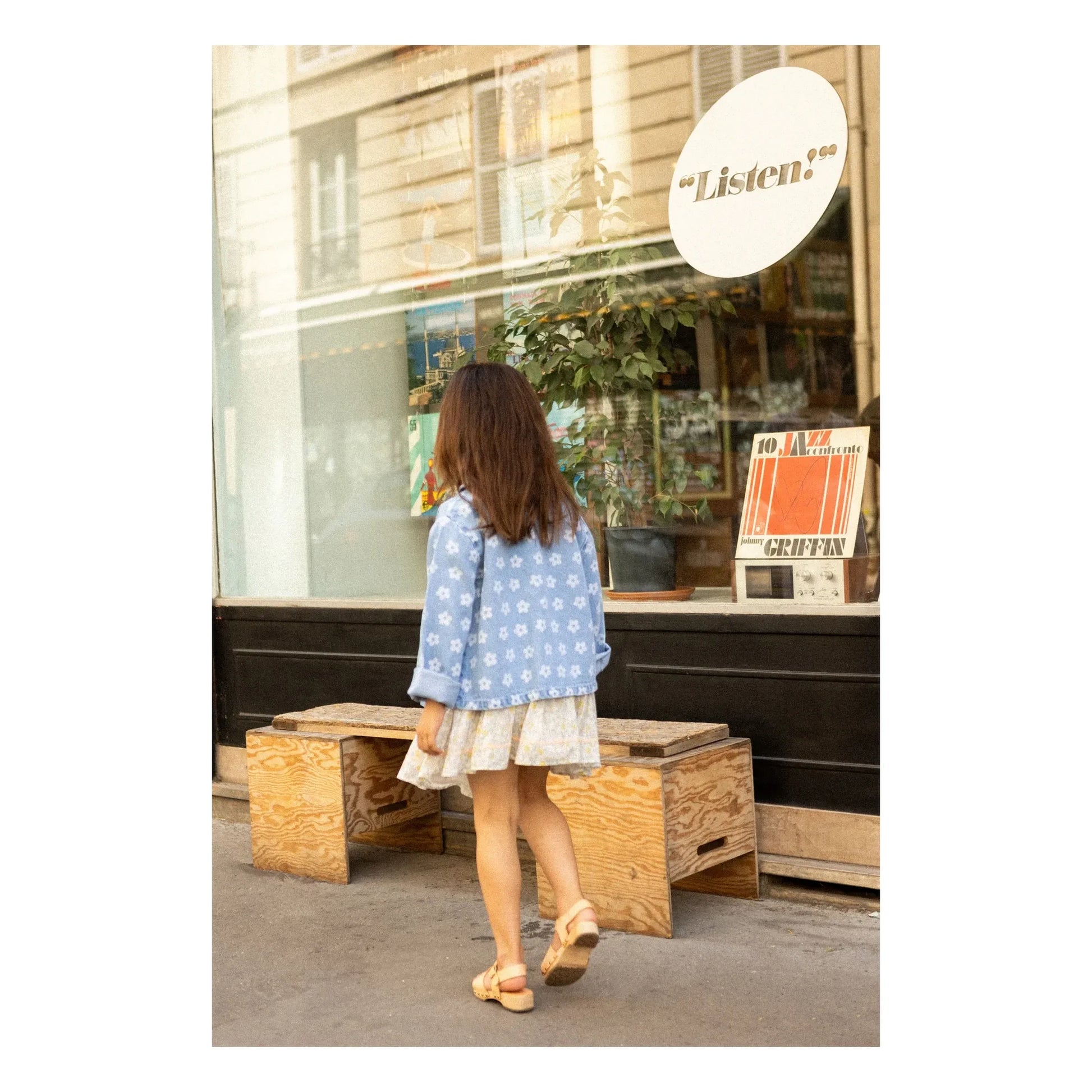 Louis Louise - Brown Denim Jacket Flowers | Light Blue