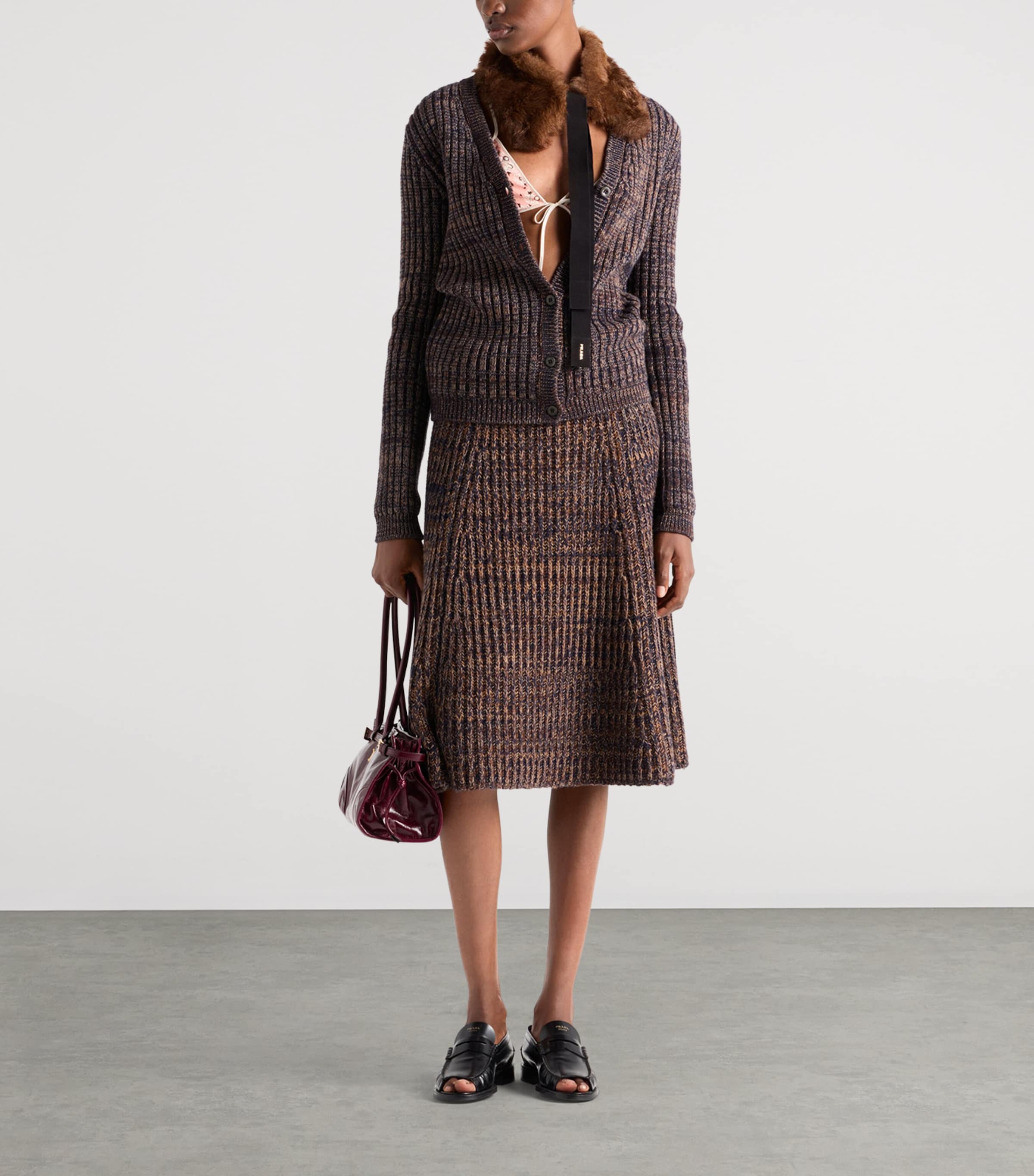 Blue Wool-Cashmere Mouliné Cardigan