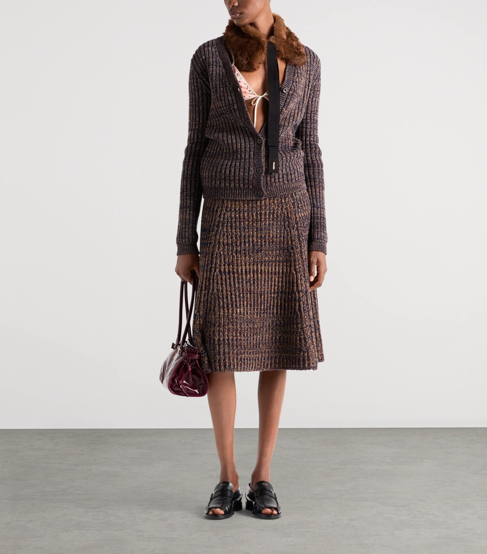 Blue Wool-Cashmere Mouliné Cardigan