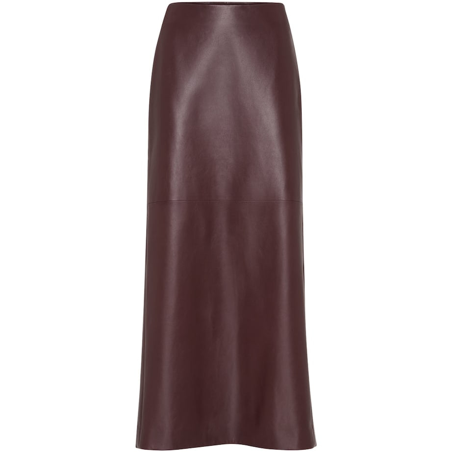 Brunello Cucinelli Red Nappa Leather Column Maxi Skirt