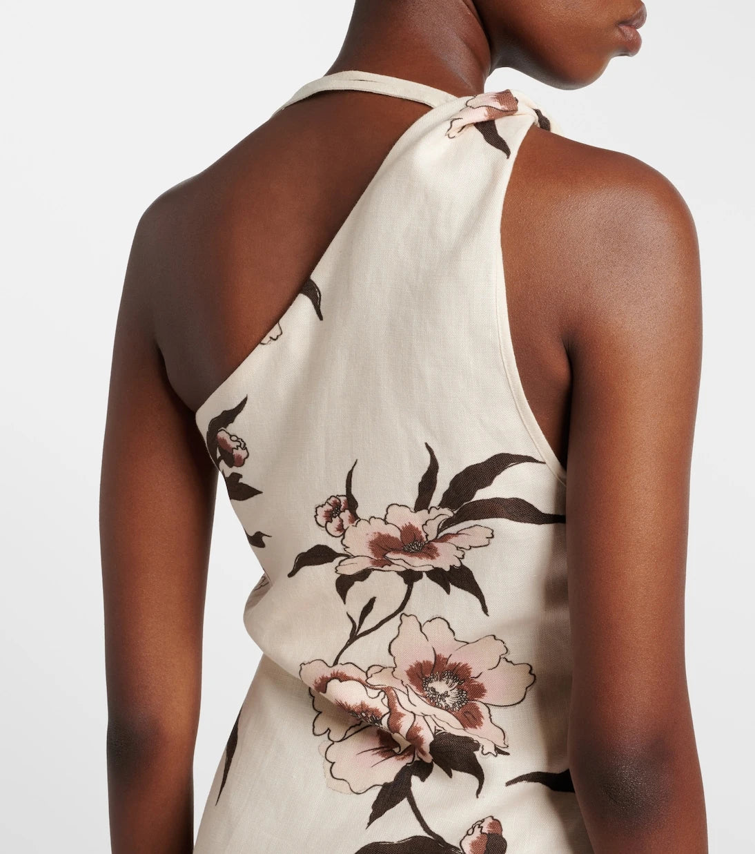 SIR - Floral one-shoulder linen minidress