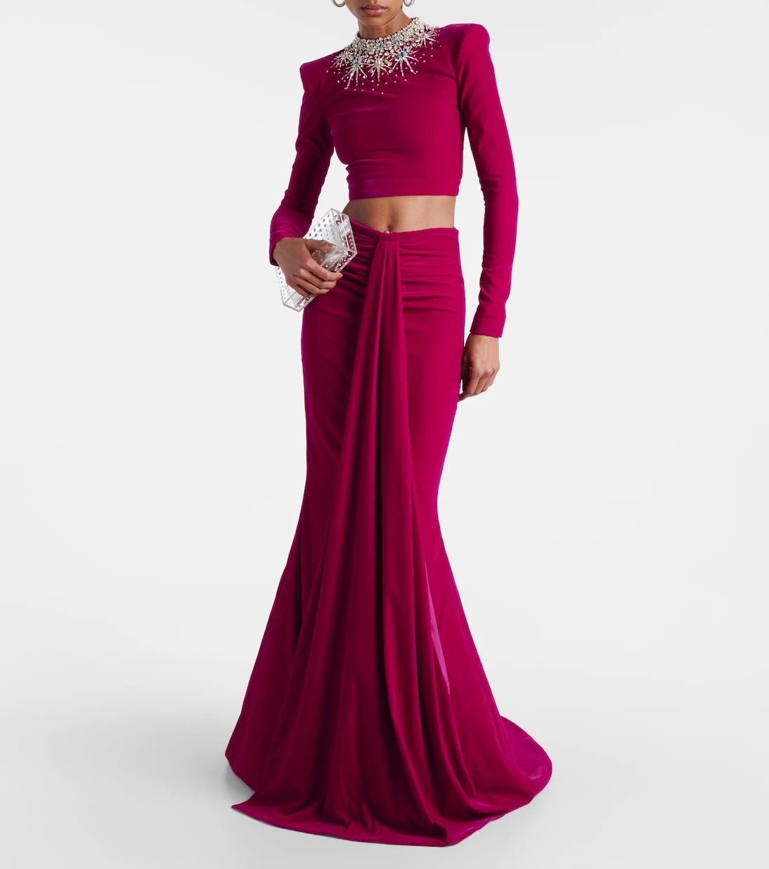 Miss Sohee - Gemma embellished crop top and maxi skirt set