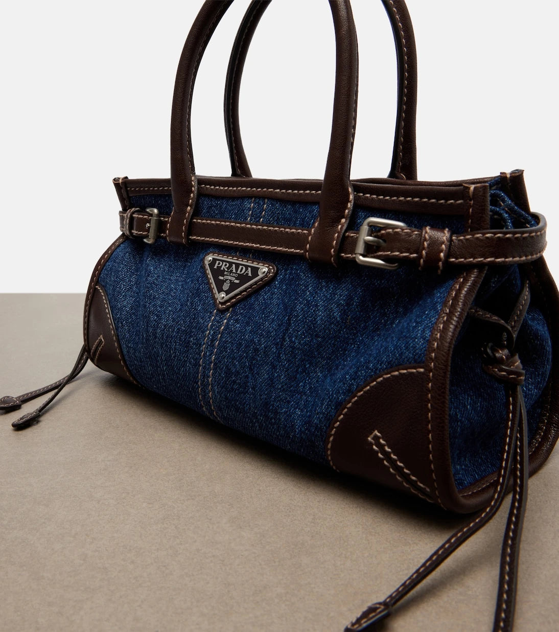Prada - Prada Bonnie Small denim top-handle bag
