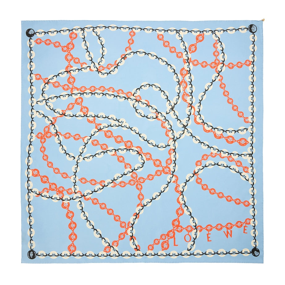 LOEWE Blue Silk Donut Chain Scarf