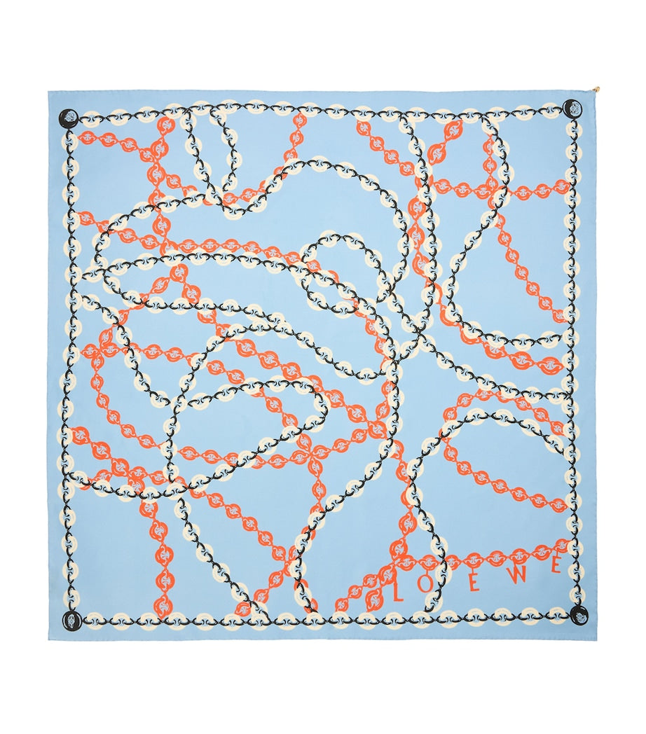 LOEWE Blue Silk Donut Chain Scarf