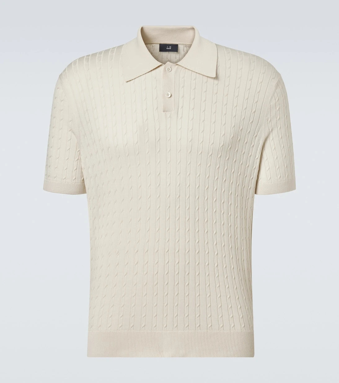 Dunhill - Cable-knit cotton and silk polo shirt