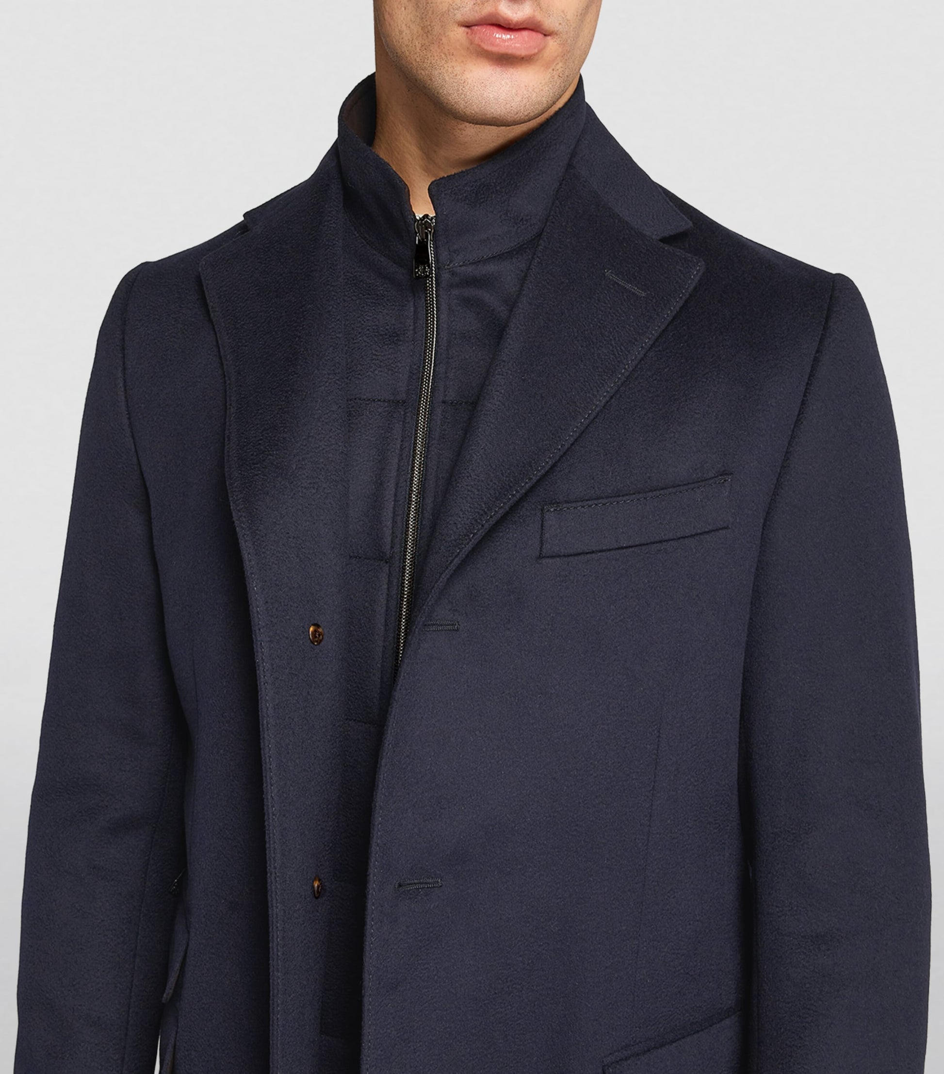 Navy Virgin Wool Overcoat