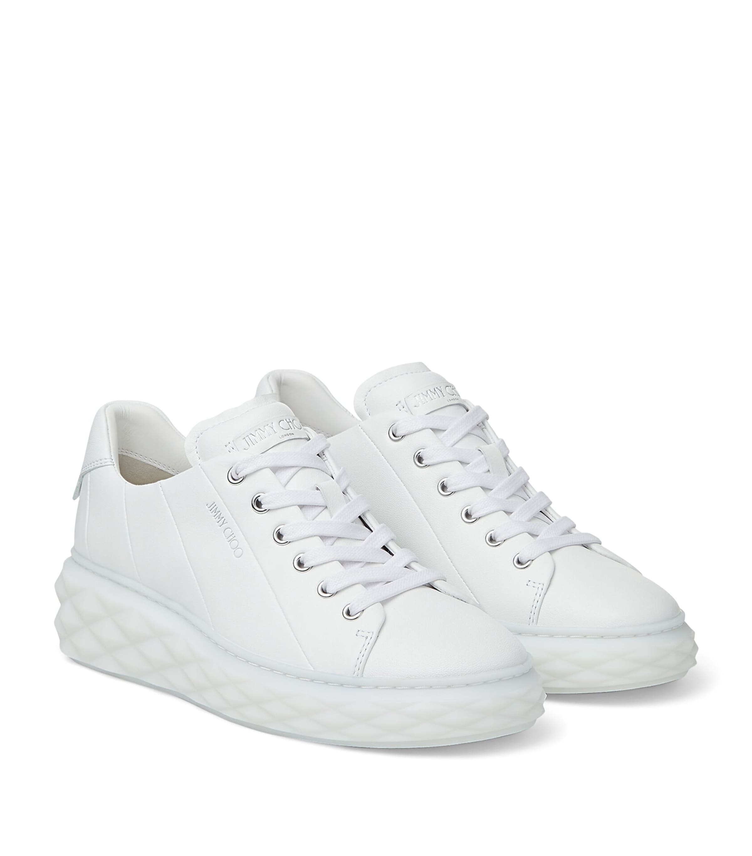 Jimmy Choo White Diamond Light Maxi Leather Sneakers
