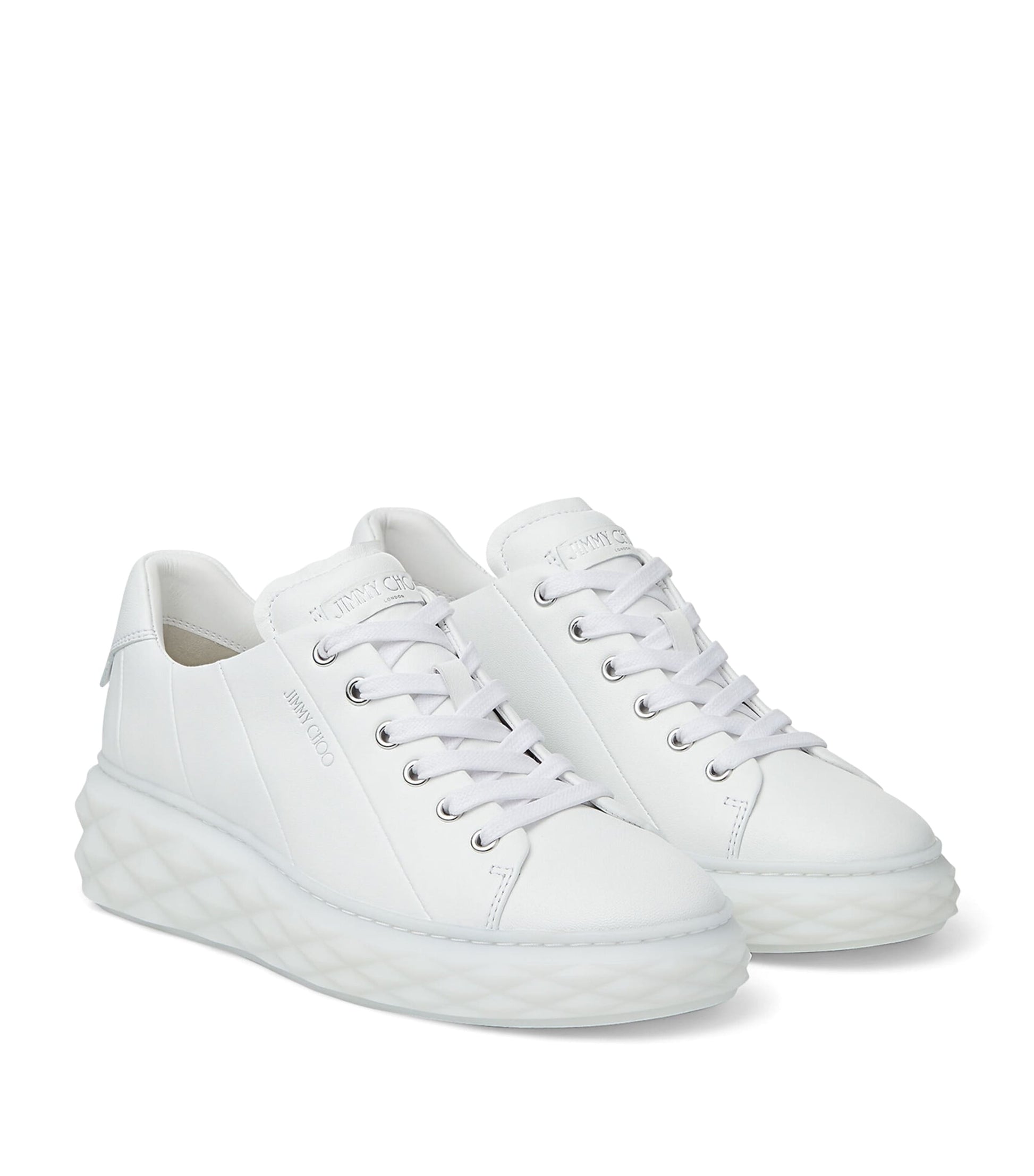 Jimmy Choo White Diamond Light Maxi Leather Sneakers