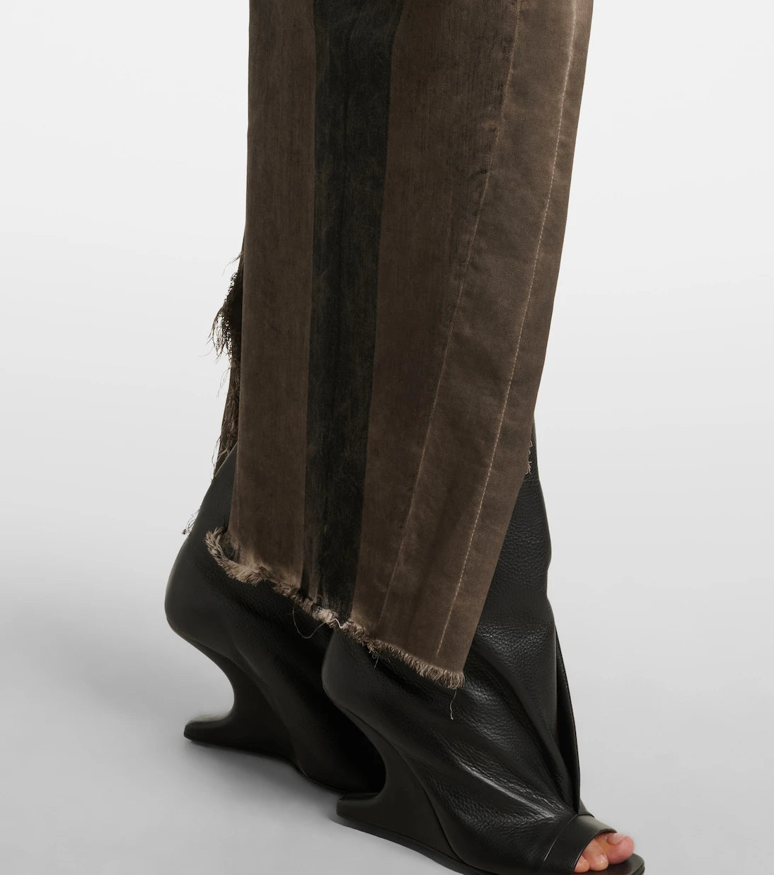 Rick Owens - Sliced distressed denim midi skirt