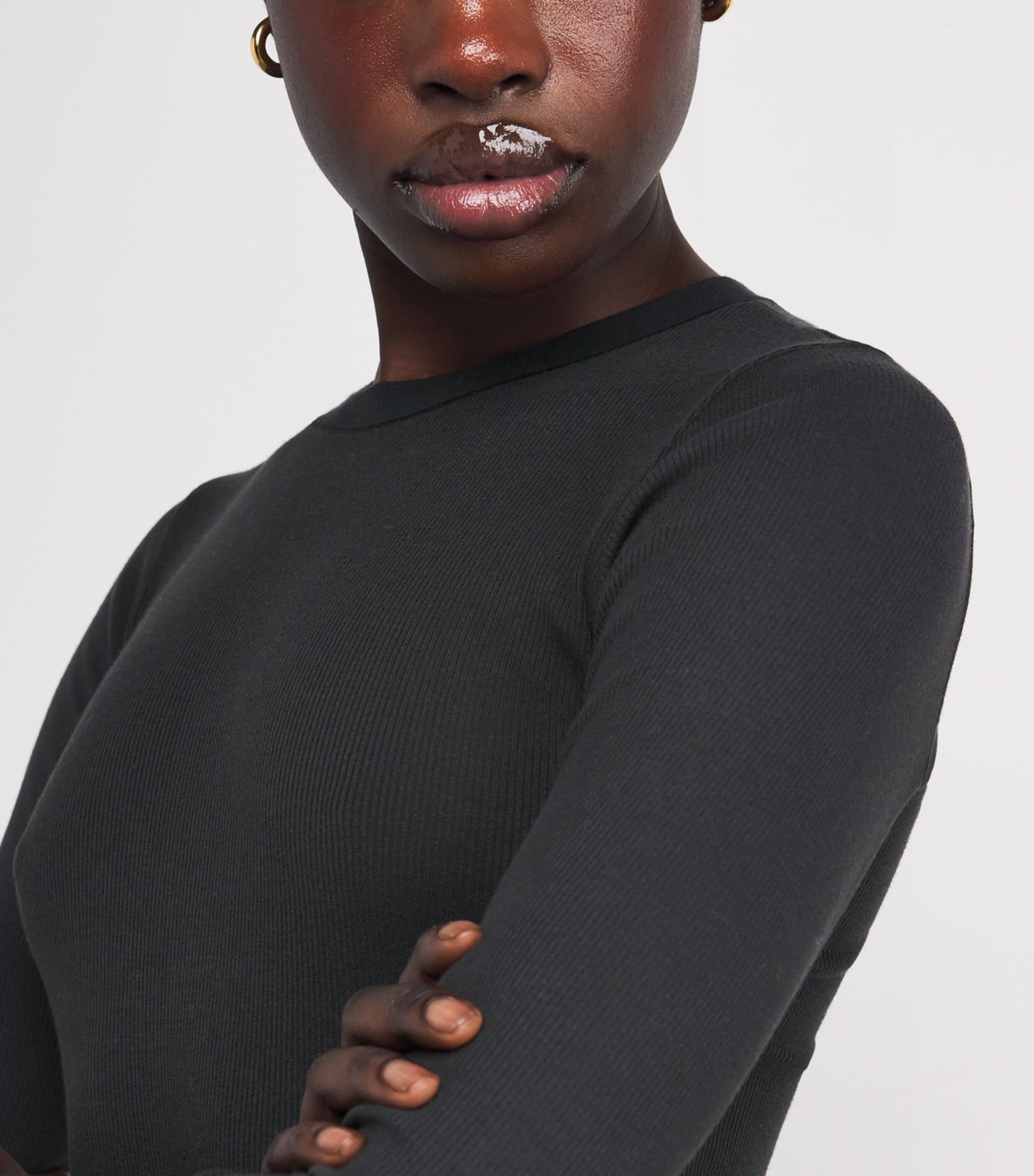 Skims Black Cotton-Blend Long-Sleeve T-Shirt