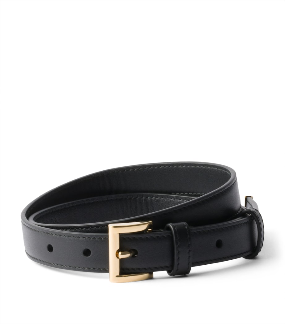 Prada Black Leather Triangle Belt