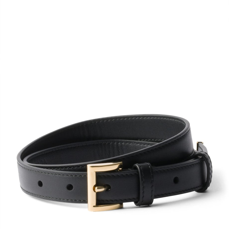 Prada Black Leather Triangle Belt