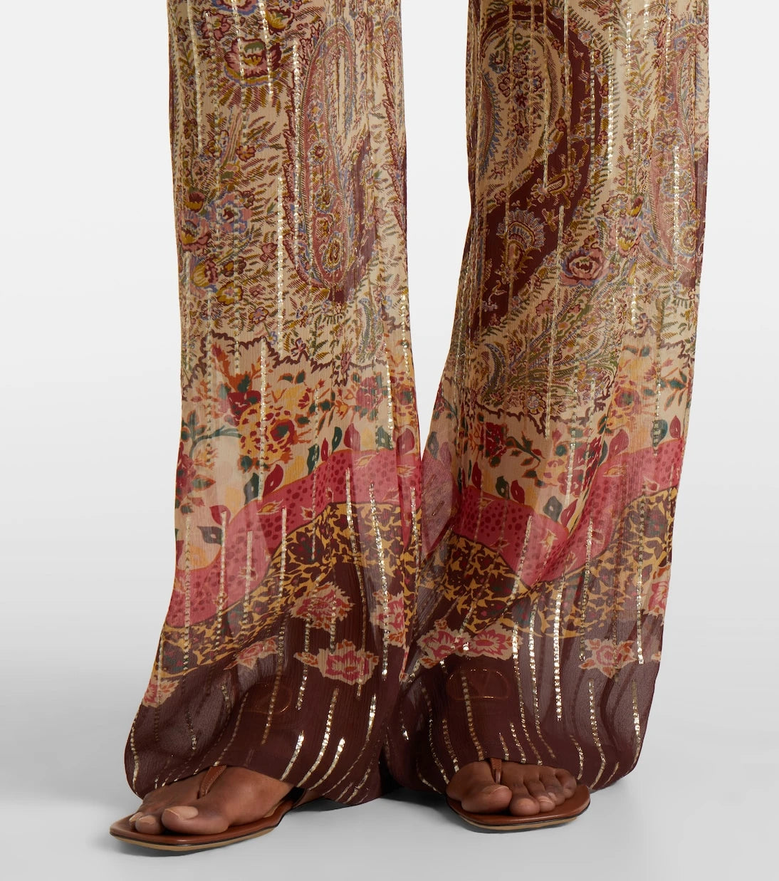 Valentino - Printed silk-blend wide-leg pants