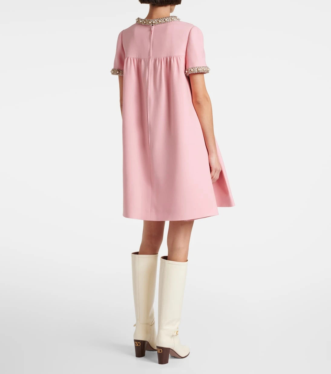 Valentino - Crepe Couture embroidered minidress