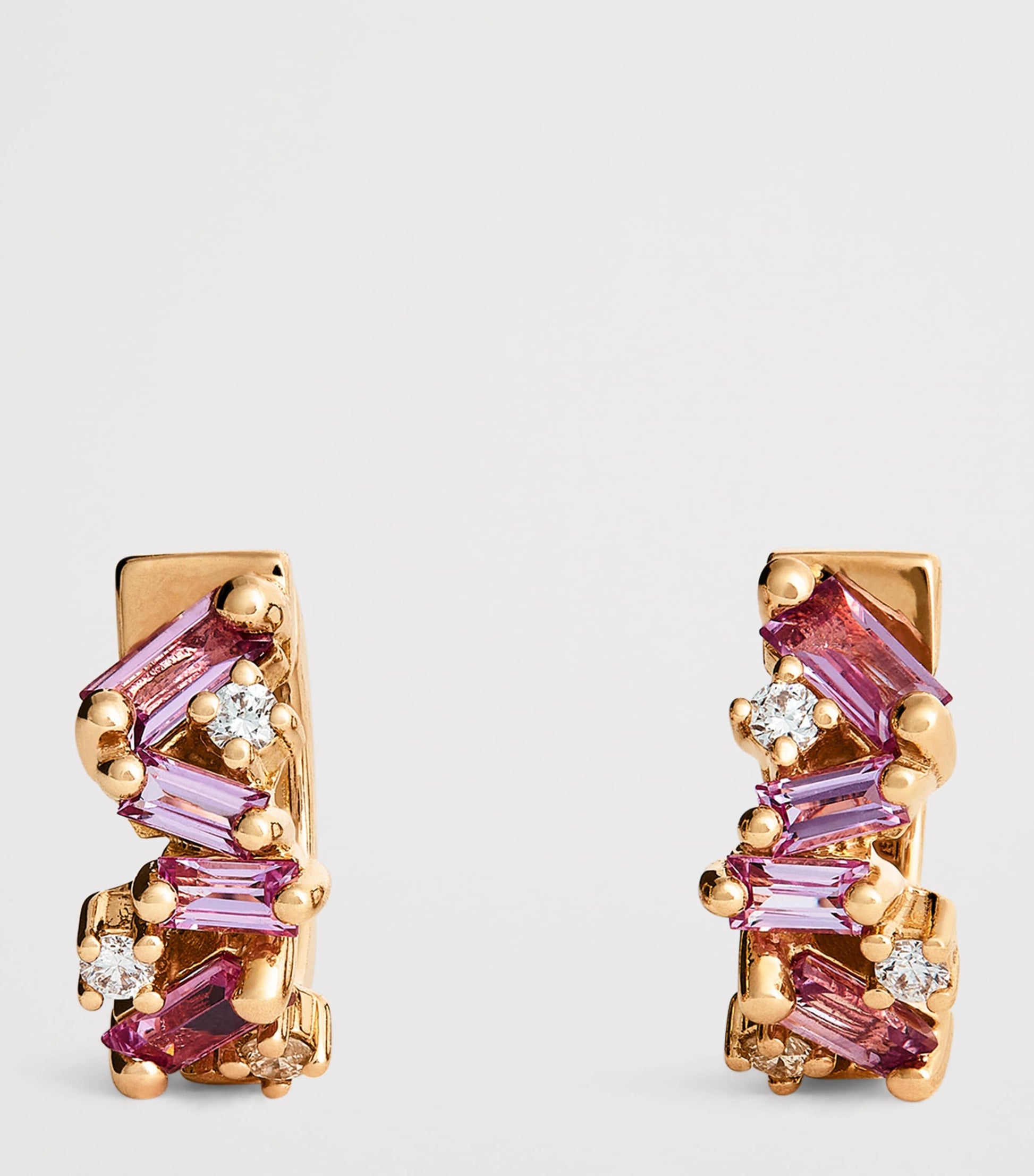 Suzanne Kalan Rose Gold, Diamond and Sapphire Frenzy Huggie Earrings