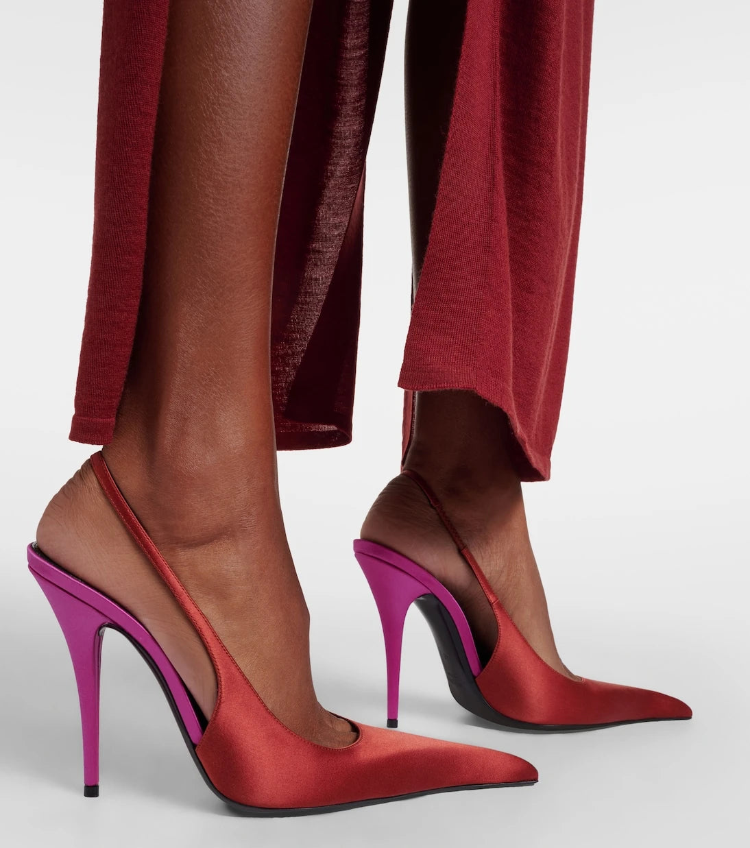 Saint Laurent - Deroche crêpe satin slingback pumps