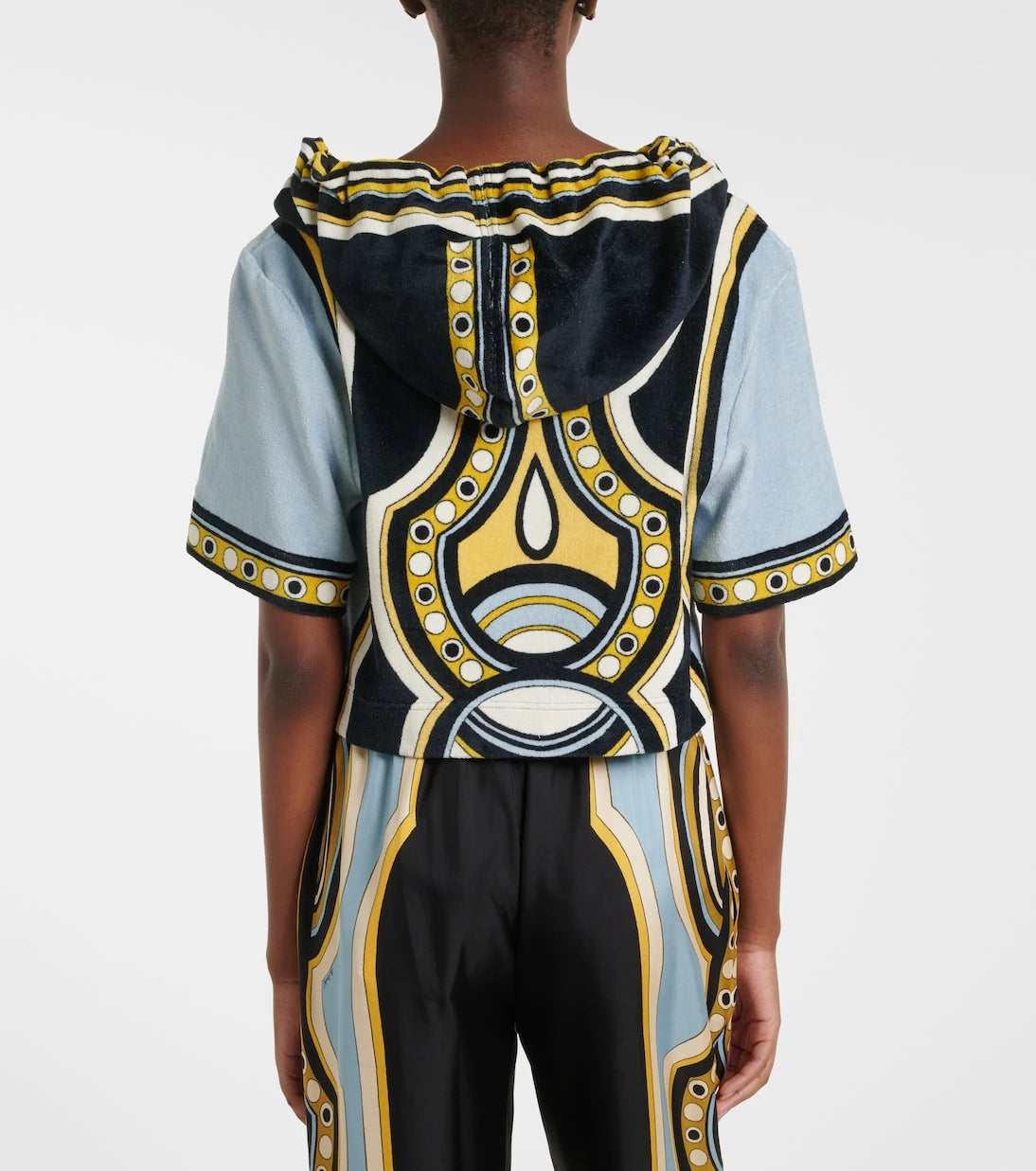 La DoubleJ - Portal printed hooded cotton terry top